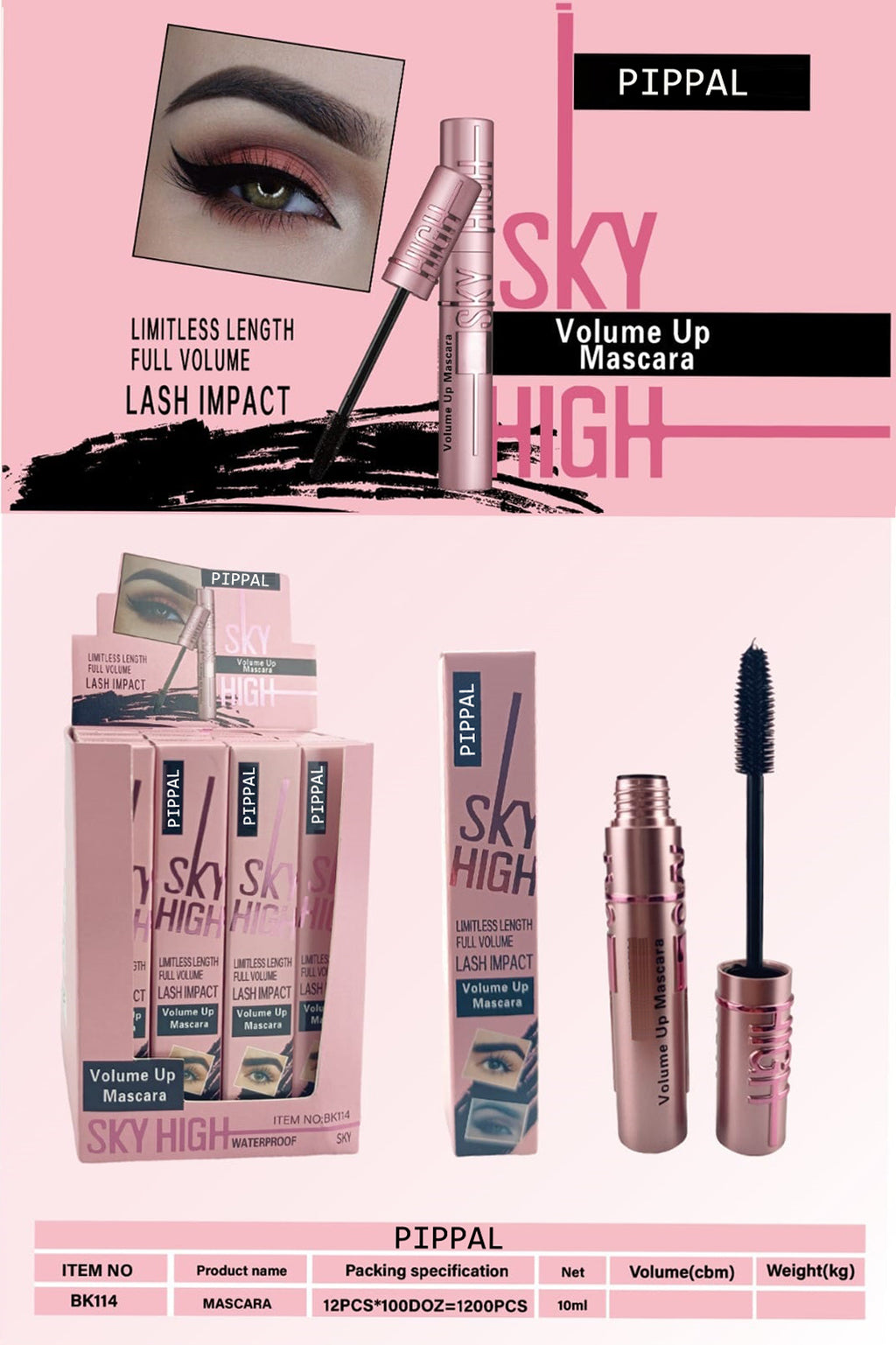 Pippal Sky High Mascara Ultra Volume Up Volumizing Mascara Long Lasting Waterproof 10Gm (Pack of 2)